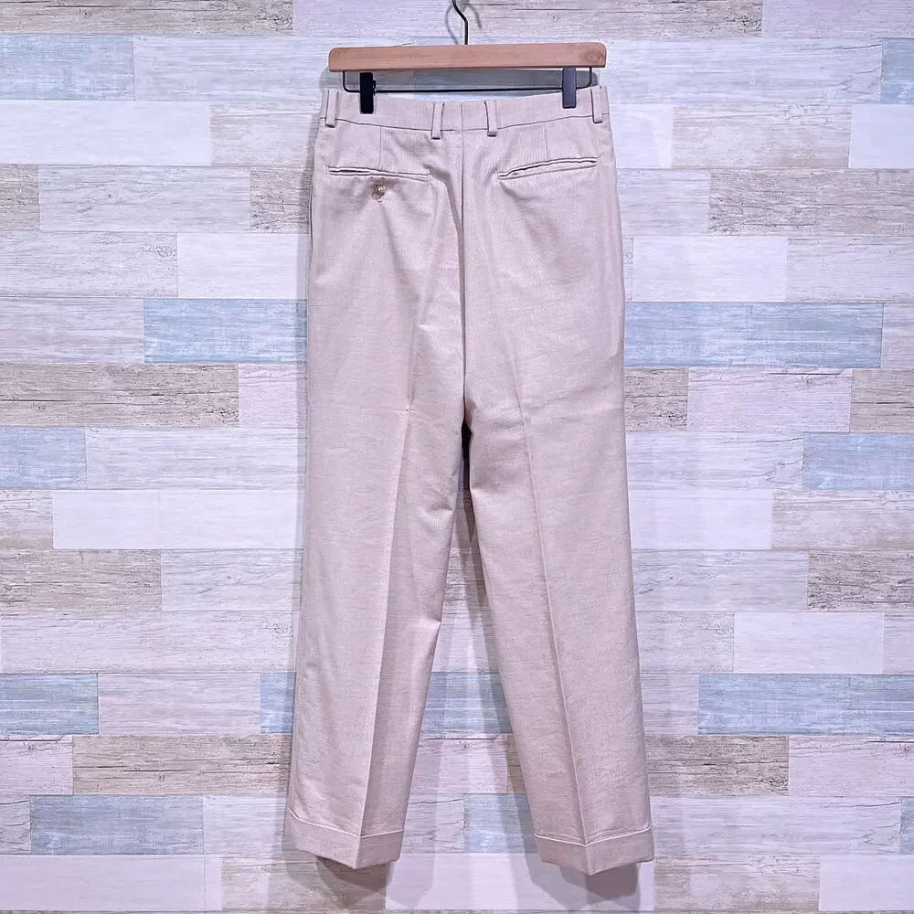 Jos A Bank Cotton Wool Blend Summer Suit Beige Mens 38S 32W Pleated Pants